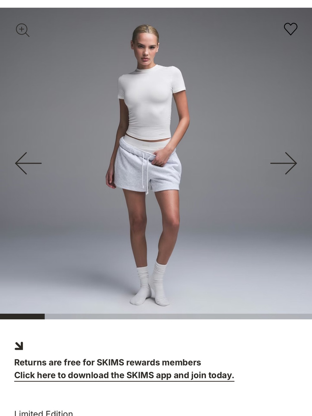 SKIMS White Crewneck Crop Top